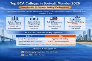 BCA colleges in Borivali Mumbai 2026 showing fees, admission process and BCA vs B.Sc. IT comparison