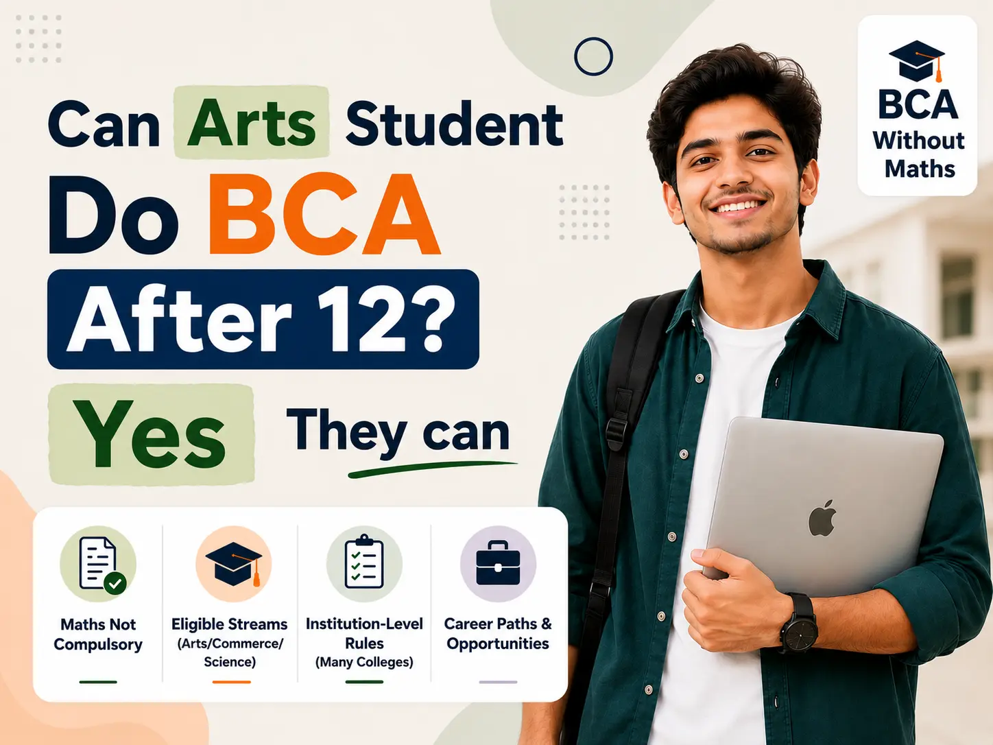 Can Arts Student Do BCA After 12? Yes, Arts students can pursue BCA without Maths at many colleges in India.